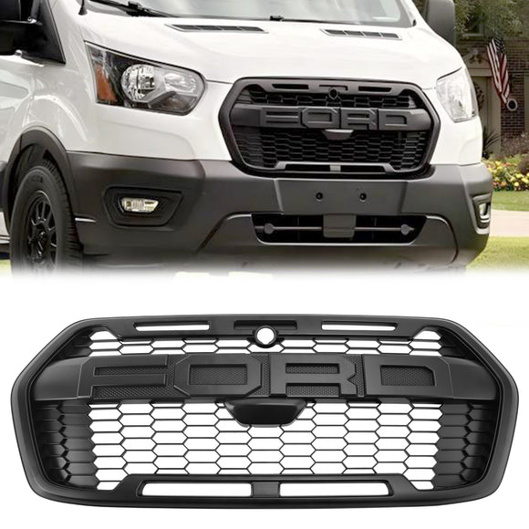 Raptor Style Grill For 2020-2025 Ford Transit 150 250 350 Front Bumper Grill Replacement Matte Black Grille