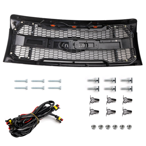Ford F150 2009-2014 W/LED Parrilla negra mate Parachoques delantero Parrilla