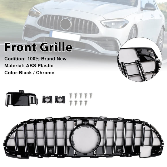 Parrilla de parachoques delantera estilo GT-R cromada compatible con Mercedes Benz W206 Clase C Amg Line 2022-2023