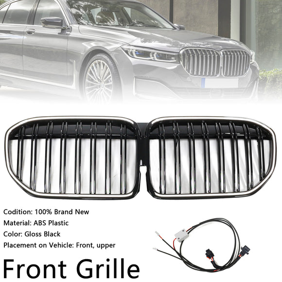 Doppelte Lamellen, glänzend schwarzer Frontgrill, passend für BMW 7er G11 G12 2019–2022