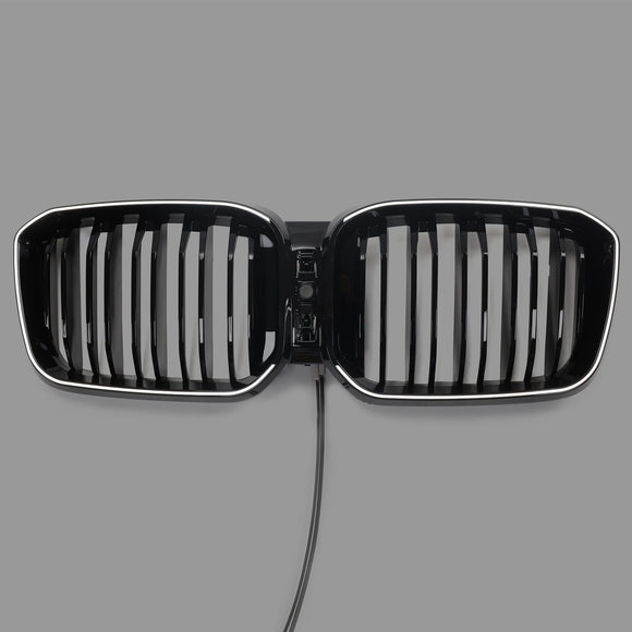 BMW X3 G01 / X4 G02 2022-2025 Black Kidney Front Grill Air Intake Radiator Bumper Grille W/ LED Strip Light
