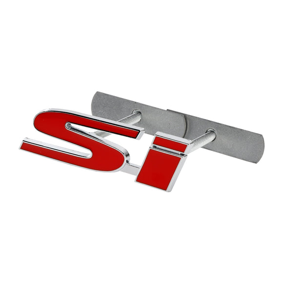 Si Front Bumper Grille Emblem for Honda Grill Red Chrome / Black Chrome / Red Black Decal Badge