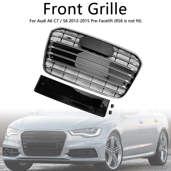 Rejilla de parachoques delantero estilo S6 compatible con Audi A6 C7 2012-2015 cromada