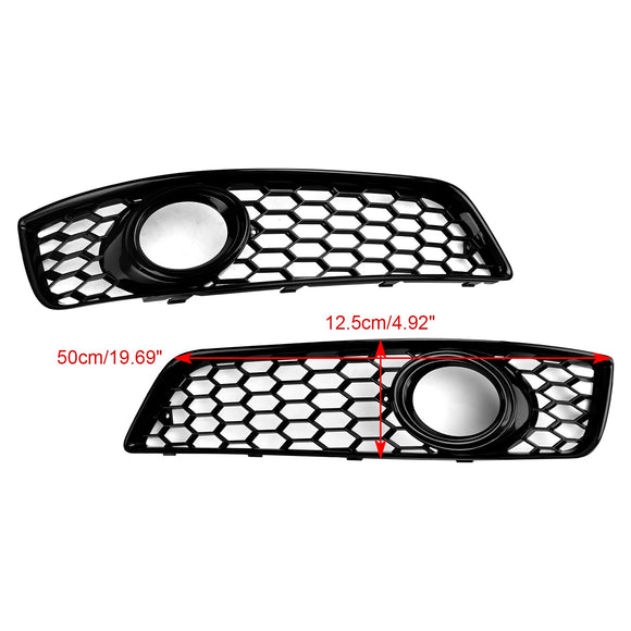 2009-2013 Audi A3 8P Honeycomb Lowe Grill Front Bumper Fog Light Grille Black Cover 8P0807682D 8P0807681D