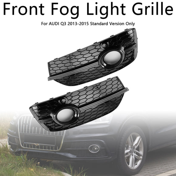 Cubiertas de luz antiniebla delantera estilo panal RSQ3 para Audi Q3 2013-2015 negro brillante