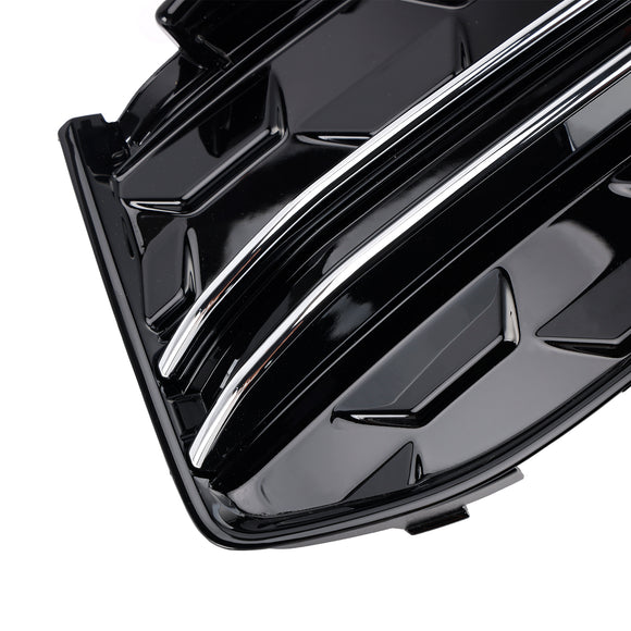 Audi A6 C8 2023-2025 Parrilla de cubierta cromada negra 2 piezas Parachoques delantero Luz antiniebla Rejilla embellecedora