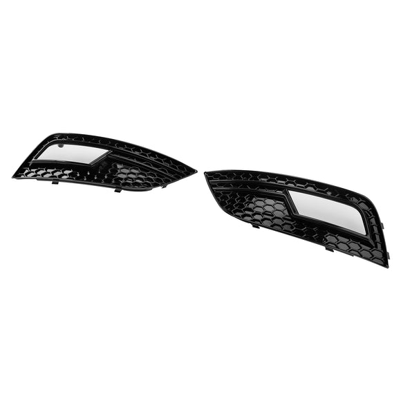 Audi A4 B8.5 2013–2016 Standard-Frontstoßstange, glänzend schwarz, Nebelscheinwerfer-Gitter, Ersatz-Abdeckungsgrill