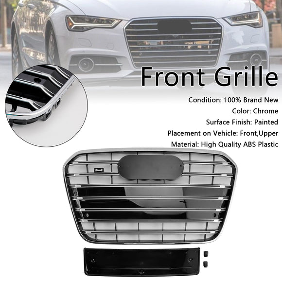 Rejilla de parachoques delantero estilo S6 compatible con Audi A6 C7 2012-2015 cromada