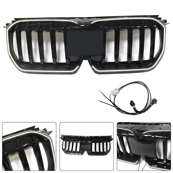 Rejilla de riñón para parachoques delantero, color negro brillante, compatible con BMW X1 U11 U12 2023-2024
