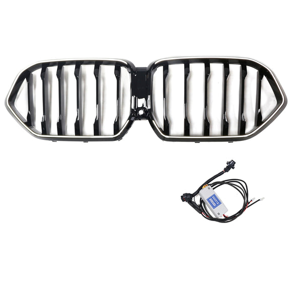 Grille de pare-chocs avant noire pour BMW X6 G06 M60i 2023 – 2025 avec trou pour caméra