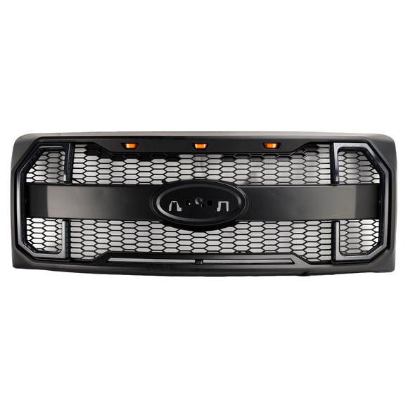 Ford F150 2009-2014 W/LED Parrilla negra mate Parachoques delantero Parrilla