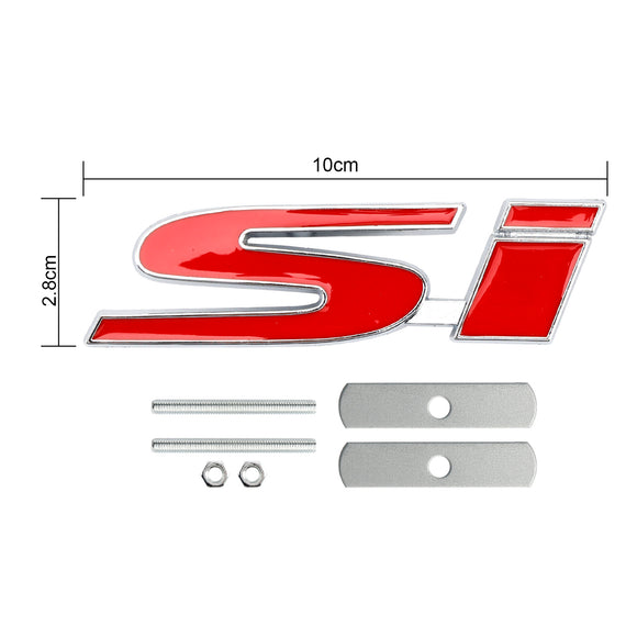 Si Front Bumper Grille Emblem for Honda Grill Red Chrome / Black Chrome / Red Black Decal Badge