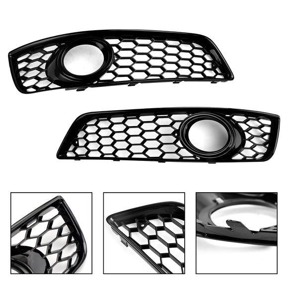 2009-2013 Audi A3 8P Honeycomb Lowe Grill Front Bumper Fog Light Grille Black Cover 8P0807682D 8P0807681D