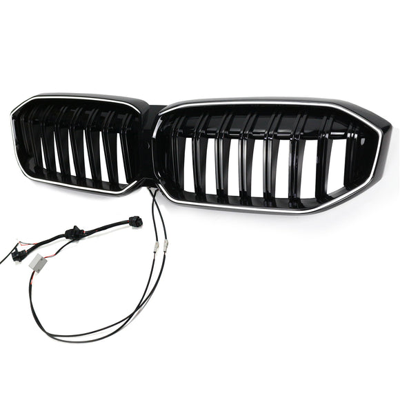 BMW 2023-2024 Serie 3 G20 G21 320i/330i/M340i/318i/320d Rejilla frontal tipo riñón de malla negra brillante