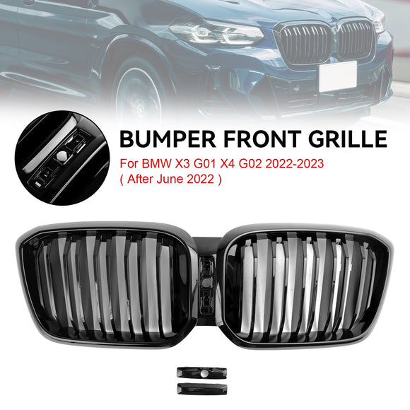 2022-2023 BMW X4 G02 xDrive30i/xDrive20d/xDrive30d/xDrive30e/M40i Front Kidney Grill Gloss Black Grille