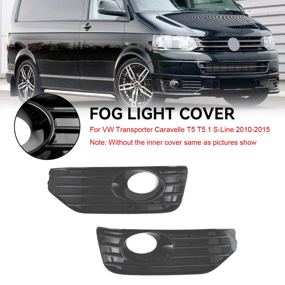 Volkswagen 2010-2015 Transporter Caravelle T5 T5.1 S-Line Fog Lamp Light Cover Insert S-line Grill Gloss Black