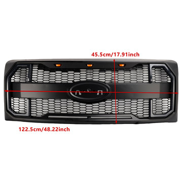 Ford F150 2009-2014 W/LED Grille de pare-chocs avant noire mate - 0