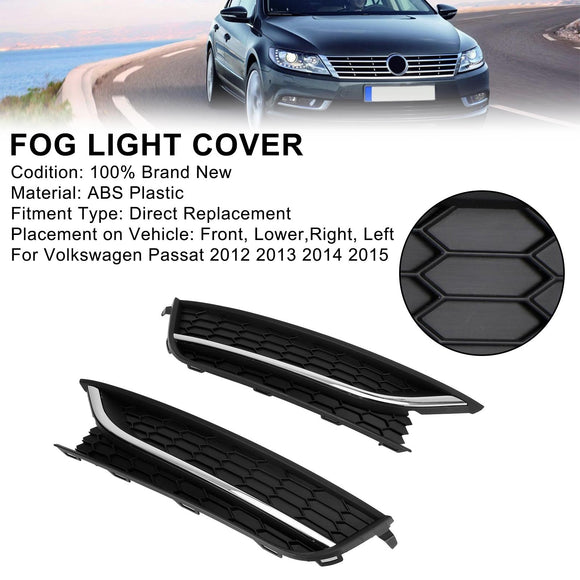 Volkswagen 2012-2015 Passat 2PCS Front Driving Fog Light Cover Black/Chrome