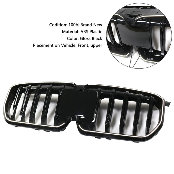 Rejilla de riñón para parachoques delantero, color negro brillante, compatible con BMW X1 U11 U12 2023-2024