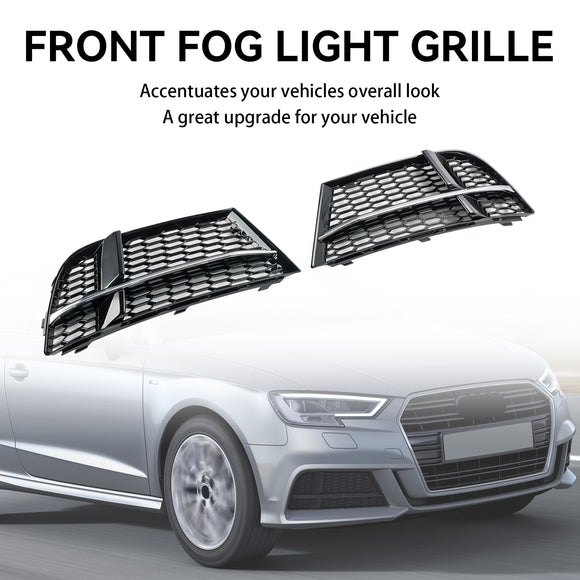 2016.5-2020 Audi A3 (8V) S-LINE / S3 Front Fog Light Cover Bezel Grill Black Chrome Honeycomb Grille 8V3807681AE 8V3807682Q