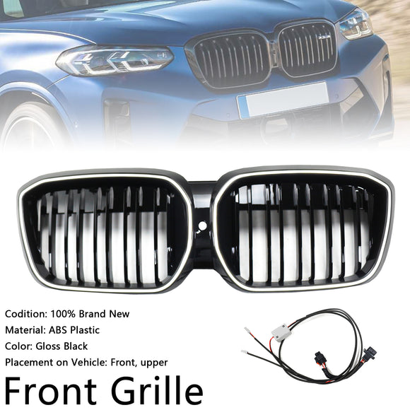 Doppelter Lamellen-Front-Nierengrill, schwarz, passend für BMW IX3 G08 LCI 2022–2024