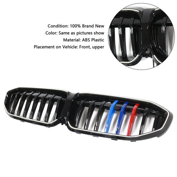 Parrilla de riñón negra 51138072085 compatible con BMW Serie 3 G20 2019-2022 estilo M