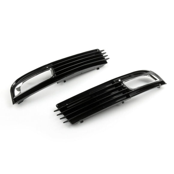 2008-2010 Audi A8 D3 Pair Lower Front Bumper Grille Fog Light Grill Chromed Black