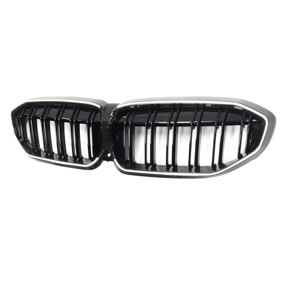 Schwarzer Nierengrill mit doppelten Lamellen 51138072085, passend für BMW 3er G20 2019–2022