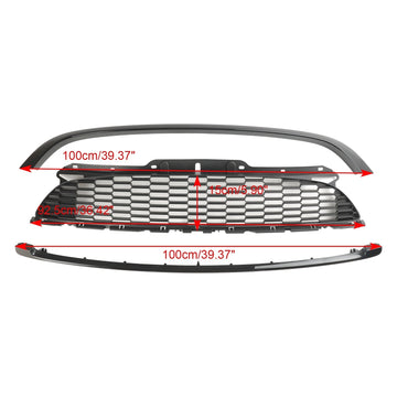 Mini R57 Cooper S del 2009-2013 & Griglia anteriore nera lucida JCW 2 porte decappottabile 3 pezzi - 0