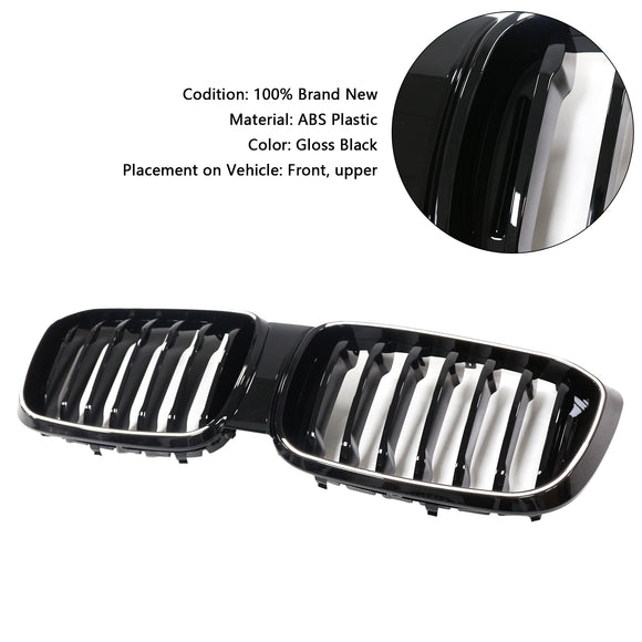 Rejilla de malla frontal negra brillante para BMW X4 G02 X3 G01 G08 2018-2021