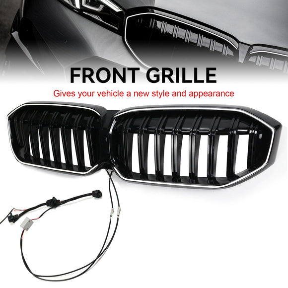 BMW 2023-2024 Serie 3 G20 G21 320i/330i/M340i/318i/320d Rejilla frontal tipo riñón de malla negra brillante