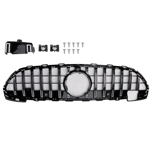 Parrilla de parachoques delantera estilo GT-R cromada compatible con Mercedes Benz W206 Clase C Amg Line 2022-2023