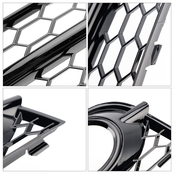 Audi TT MK2 2007-2010 Honeycomb 2PCS Fog Light Cover Grille Front Bumper Lower Black Grill 8J0807682 8J0807681