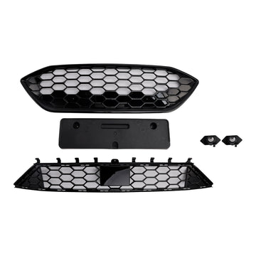 Ford Focus ST/ST Line MK4 2018-2021 Grille de pare-chocs avant en nid d'abeille + ensemble de calandre inférieure
