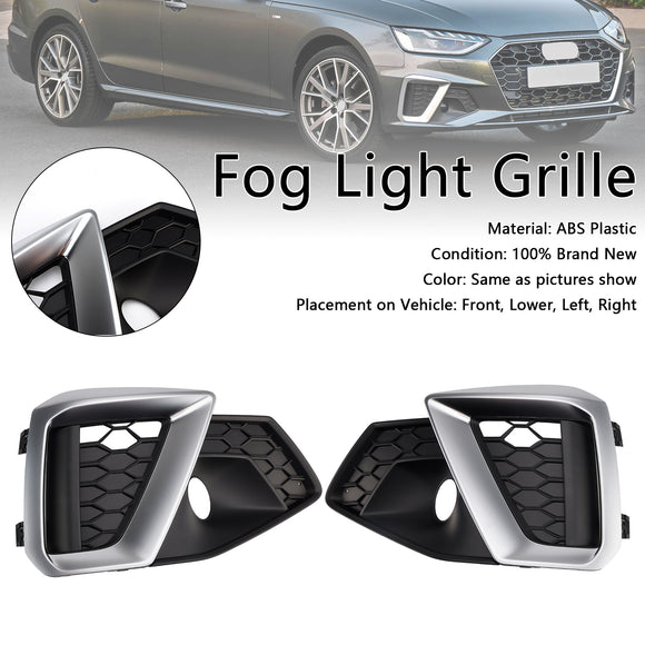 Audi A4 B9.5 S-Line/S4 2020-2024 Moldura plateada Rejilla de luz antiniebla de panal Parachoques delantero Cubierta de rejilla antiniebla inferior 5056617301387 8W0807681SOY