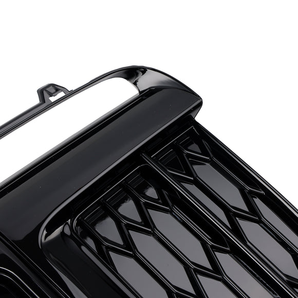 Front Bumper Fog Light Honeycomb Grille Cover Glossy Black Grill Fit Audi A5 S-Line S5 2017-2019