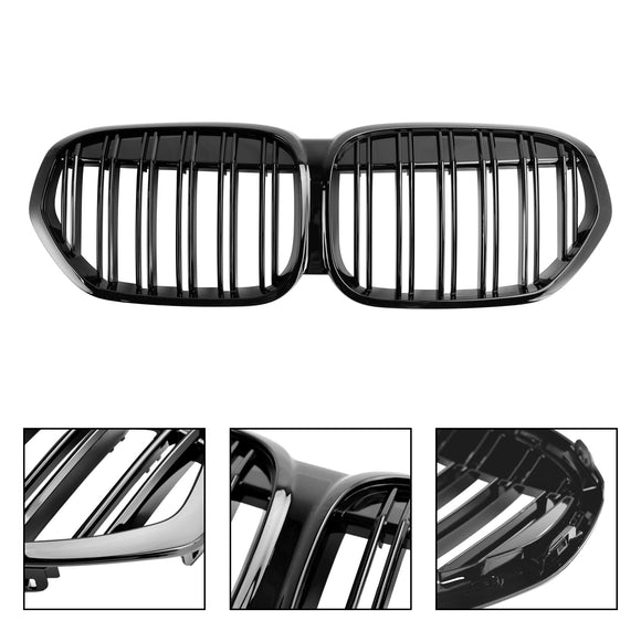 2019-2021 BMW X1 F48 F49 sDrive18i/xDrive20i/xDrive25i/sDrive20d Front Kidney Grille Dual Slat Gloss Black Grill