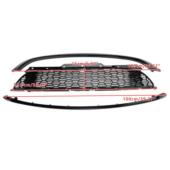 Mini Cooper S R55 R56 R57 R58 R59 2007-2015 JCW Style 3 pièces grille de remplacement de calandre avant noir brillant