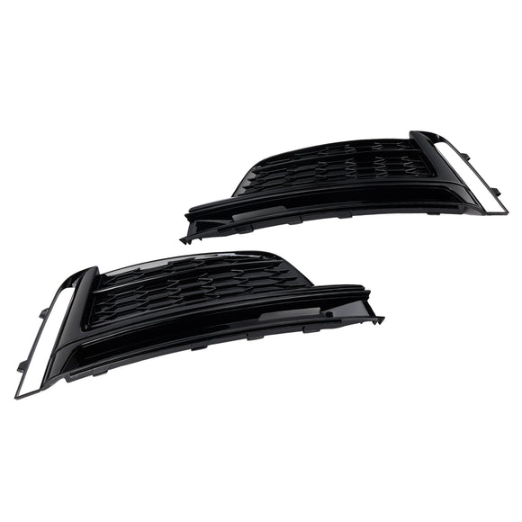 Front Bumper Fog Light Honeycomb Grille Cover Glossy Black Grill Fit Audi A5 S-Line S5 2017-2019