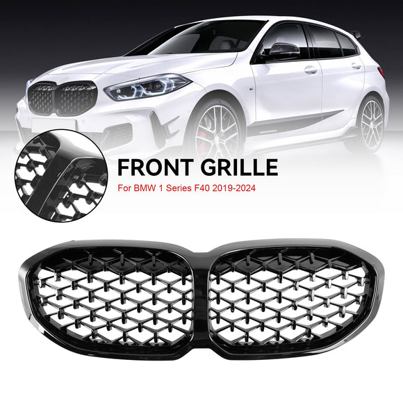2019-2024 BMW Serie 1 F40 118i 120i 116d 118d M135i Griglia con rene anteriore Griglia nera lucida diamantata