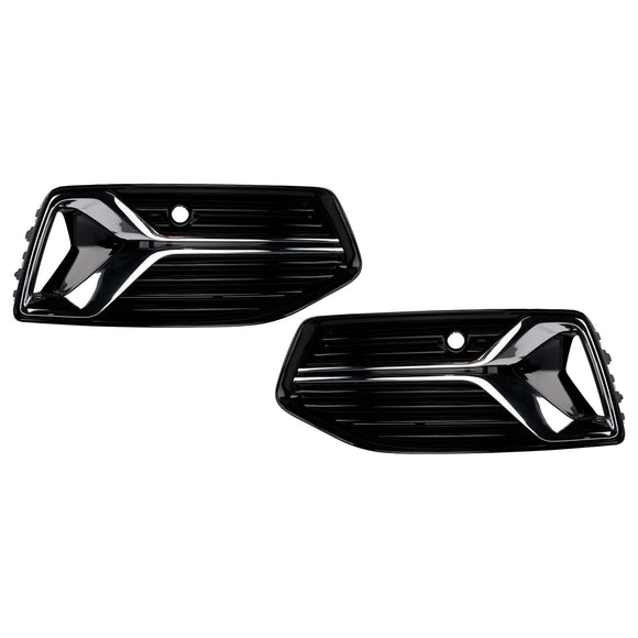 2PCS Front Bumper Fog Light Cover Grille Grill Fit Audi A6 C8 2018-2024 Standard