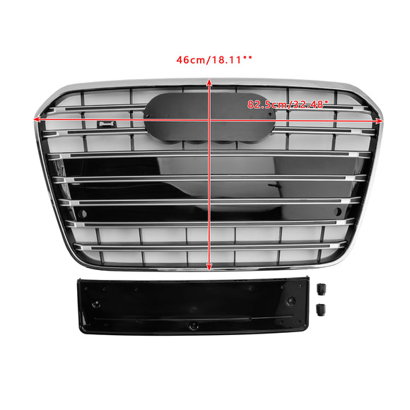 Rejilla de parachoques delantero estilo S6 compatible con Audi A6 C7 2012-2015 cromada