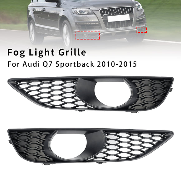 Audi Q7 Sline 2010–2015, 2 Stück, Frontstoßstange, Nebelscheinwerfer, Grill, untere Grillabdeckung, Schwarz