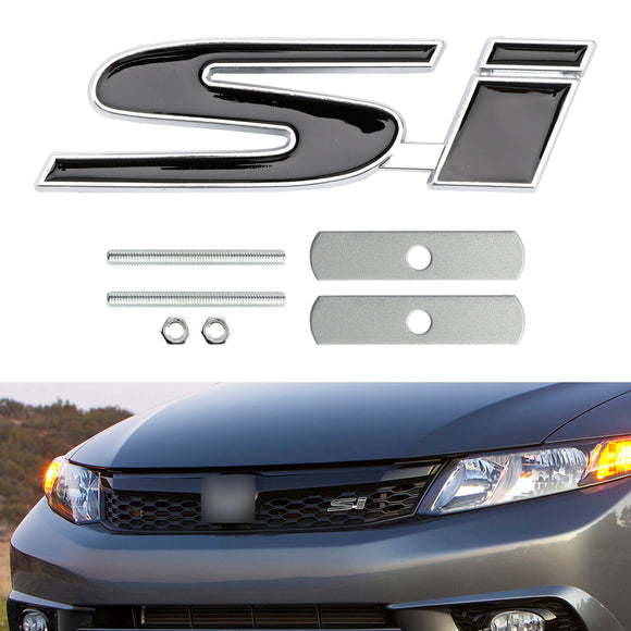 Si Front Bumper Grille Emblem for Honda Grill Red Chrome / Black Chrome / Red Black Decal Badge