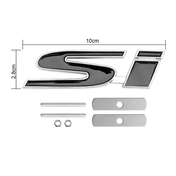 Si Front Bumper Grille Emblem for Honda Grill Red Chrome / Black Chrome / Red Black Decal Badge