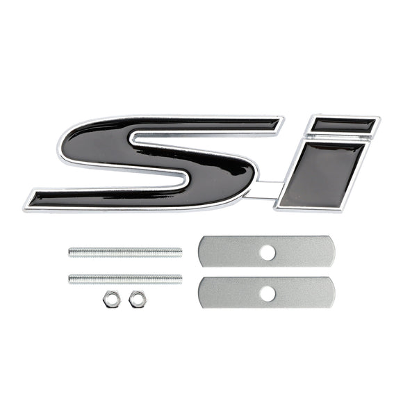 Si Front Bumper Grille Emblem for Honda Grill Red Chrome / Black Chrome / Red Black Decal Badge