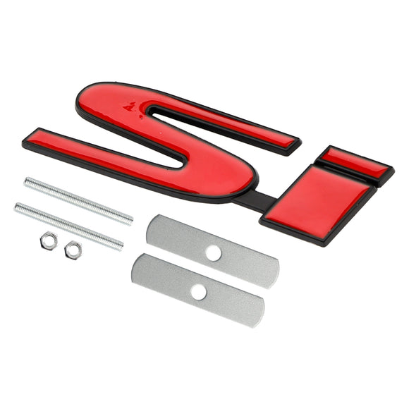 Si Front Bumper Grille Emblem for Honda Grill Red Chrome / Black Chrome / Red Black Decal Badge