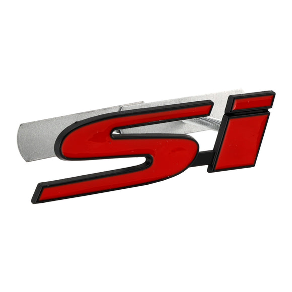Si Front Bumper Grille Emblem for Honda Grill Red Chrome / Black Chrome / Red Black Decal Badge