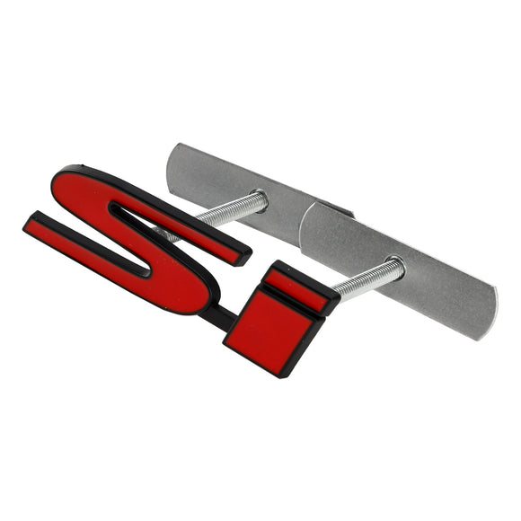 Si Front Bumper Grille Emblem for Honda Grill Red Chrome / Black Chrome / Red Black Decal Badge