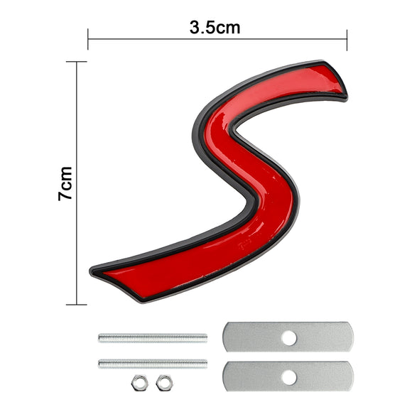 Insignia de calcomanía con emblema de rejilla delantera S para MINI Cooper R50 R53 R55 R56 R57 R59 F56 F55